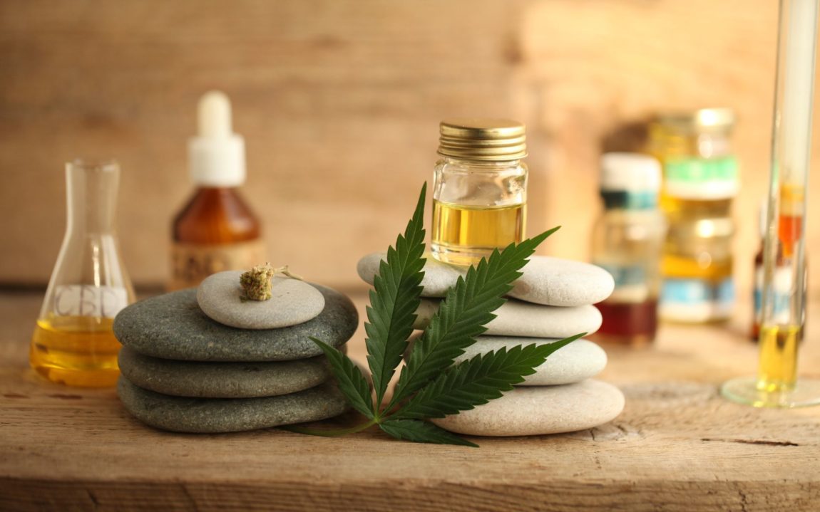 collection of cannabis root beauty products
