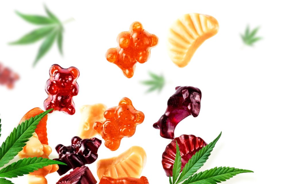 Various flavors and colors of CBD gummies
